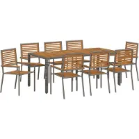 vidaXL Ensemble de salle à manger de jardin 9 pièces gris et marron en polyrotin