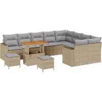 vidaXL Ensemble de canapés de jardin , 13 pièces, 10 places, beige et gris clair