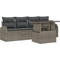 vidaXL Ensemble de 5 assises de jardin , gris, en résine tressée