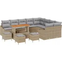 vidaXL Ensemble de canapés de jardin , 13 pièces, couleur beige, en polyrotin, pour 8 personnes