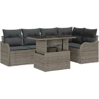 vidaXL Ensemble de canapés de jardin avec coussins (6 pièces), gris, en rotin synthétique