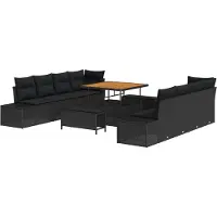 vidaXL Ensemble de canapés de jardin , noir, en résine tressée