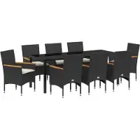 vidaXL Salon de jardin avec coussins 9 pcs noir poly-rotin