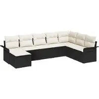 vidaXL Ensemble de canapé de jardin avec coussins 8 pcs noir Poly rotin