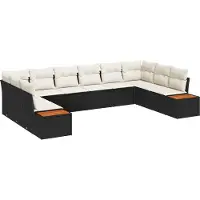 vidaXL Ensemble de canapés de jardin , 10 pièces, 10 places, noir et crème