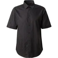 Armani Exchange pour homme. XM001935AF16631UC001 Chemise en jacquard noir (XL), Casuel, Coton, Manche courte