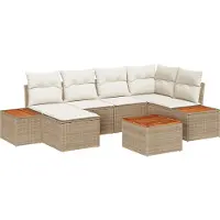 vidaXL Ensemble canapé de jardin avec coussins 7 pièces Beige et crème Polyrotin