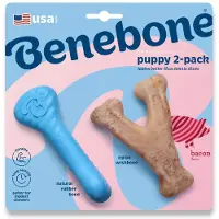 Benebone Puppy Lot de 2 os en caoutchouc et bacon minuscule