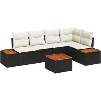 vidaXL Ensemble de canapé de jardin avec coussins 6 pcs noir et crème Poly rotin