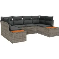 vidaXL Ensemble de canapé de jardin avec coussins avec mémoire 6 pcs Gris Polyrattan