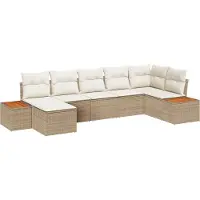 vidaXL Ensemble de canapés de jardin avec coussins, 8 pièces, beige et crème, en polyrotin