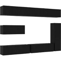 vidaXL Ensemble de meubles TV 7 pcs Noir imitation chêne Matériau dérivé du bois