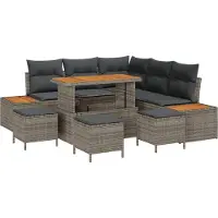 vidaXL Ensemble de canapé de jardin avec coussins avec mémoire 9 pcs Gris Poly Rattan
