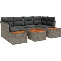 vidaXL Ensemble de canapé de jardin avec mémoire 7 pcs Gris Poly Rattan