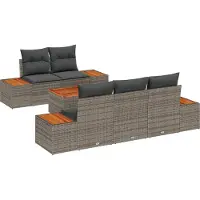 vidaXL Ensemble de canapé de jardin avec mémoire 6 pcs Gris Poly Rattan