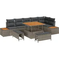 vidaXL Ensemble de canapé de jardin avec coussins avec mémoire 9 pcs Gris Poly Rattan