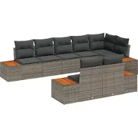 vidaXL Ensemble de canapé de jardin avec coussins avec mémoire 8 pcs Gris Polyrattan