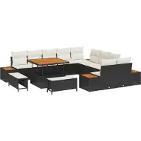 vidaXL Ensemble de canapés de jardin , 13 pièces, 12 places, noir, en résine tressée