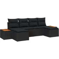 vidaXL Ensemble de canapé de jardin avec coussins 6 pcs noir poly rotin