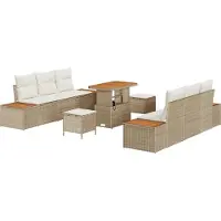 vidaXL Ensemble de canapés de jardin , 9 pièces, 8 places, couleur beige, en polyrotin