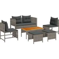 vidaXL Ensemble de canapés de jardin avec coussins, 6 pièces, gris et gris foncé, en rotin synthétique