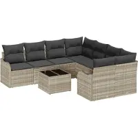 vidaXL Ensemble de canapés de jardin , 9 pièces, 8 places, gris clair et gris foncé