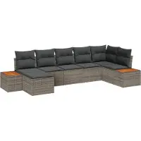 vidaXL Ensemble de canapé de jardin avec coussins avec mémoire 8 pcs Gris Polyrattan