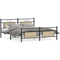 vidaXL Lit métallique sans matelas Chêne Sonoma 160x200 cm