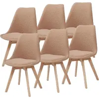En.casa Chaise de salle à manger 'Fläten' (lot de 6) Chaise rembourrée Bouclé Taupe