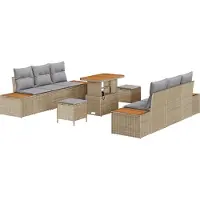 vidaXL Ensemble de canapé de jardin avec coussins avec mémoire 9 pcs Beige Poly Rattan
