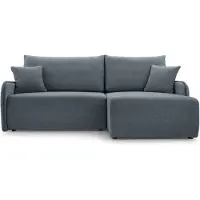 Selsey Netarro - Canapé d'angle avec fonction sommeil, coffre de lit et housse chenille, gris foncé, droite