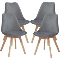 En.casa Chaise de salle à manger 'Fläten' (lot de 4) Chaise rembourrée Cordon Gris