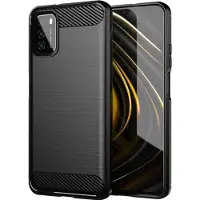 Screen Guard Professional Xiaomi Poco M3 Housse Carbon Brushed Soft TPU (Xiaomi Poco M3), Coque pour téléphone portable, Noir