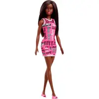Barbie Mattel T7439 ; HRH08 - Poupée Chic en robe rose avec inscription (afro-américaine) - % VOL %