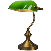 QAZQA Lampe de table classique / Lampe de notaire bronze avec verre vert - Banker
