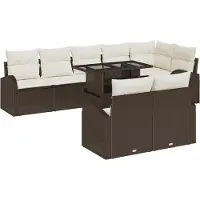 vidaXL Ensemble de canapé de jardin avec mémoire 9 pcs brun poly rotin