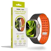 Mobile Origin Bracelet magnétique , noir/orange - Apple Watch 49 mm/46 mm/45 mm/44 mm
