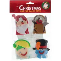 Wins Holland Fabriquez vos propres marionnettes de doigts en feutre pour Noël, 4 pièces.