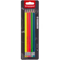 Bruynzeel Graphitstifte-Set Neon, 5 Hb-Bleistifte mit Radiergummi (5H, 5x)