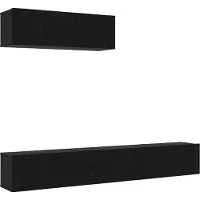 vidaXL Ensemble de meubles TV 3 pcs Noir imitation chêne Matériau dérivé du bois