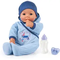 Bayer Design 94683AC Hello Baby Boy garçon Poupée interactive avec fonction, bouge la bouche, parle des sons de bébé, accessoires