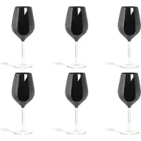 Excelsa Set De 6 Verres à Vin Couleur 7,5x7,5x23 cm Noir