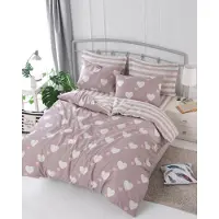 L'essentiel Maison , Begonvilla- EPJ5441, Rose poussiéreuse, Couettes, 65 % coton / 35 % polyester