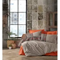 L'essentiel Maison , Folkart- CTN3835, Cannelle, couettes, 100% coton ranforce