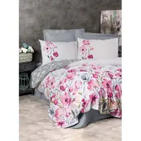 L'essentiel Maison , Carla - Grey, Ranforce King-Size-Bettbezug-Set (FR), Grau, 100 % BAUMWOLLE RANFORCE, 240 x 220 cm