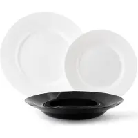 Excelsa set de vaisselle 18 pièces Plumi Black & White - Luminarc verre blanc et noir