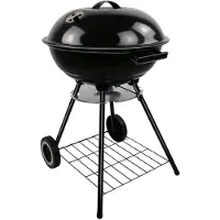 Alpina Charcoal BBQ - Barbecue à boule Ø43 cm - Barbecue avec couvercle et roues - Système de ventilation intégré - Cendrier amovible - Noir