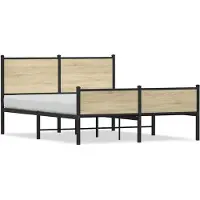vidaXL Lit métallique sans matelas Chêne Sonoma 150x200 cm