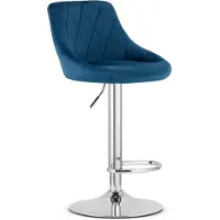 TEXTILOMANIE Tabouret De Bar - - Kast - Velours Bleu Marine/Base Chromée