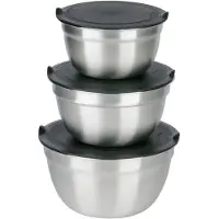 Alpina Cul de Poule Inox 3 Pièces - Bol Inox avec Couvercle - Bol à Mélanger pour Cuisine - Saladiers pour Salades - Cul de Poule avec Couvercle
